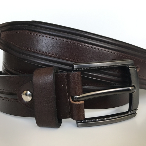 Other - Men's Belt, Chocolate brown, Full Grain Leather